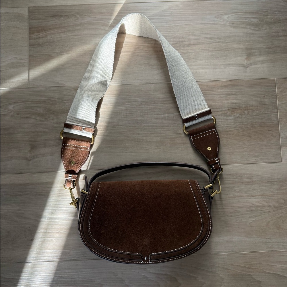 Zara Brown Crossbody Bag with Cream Strap